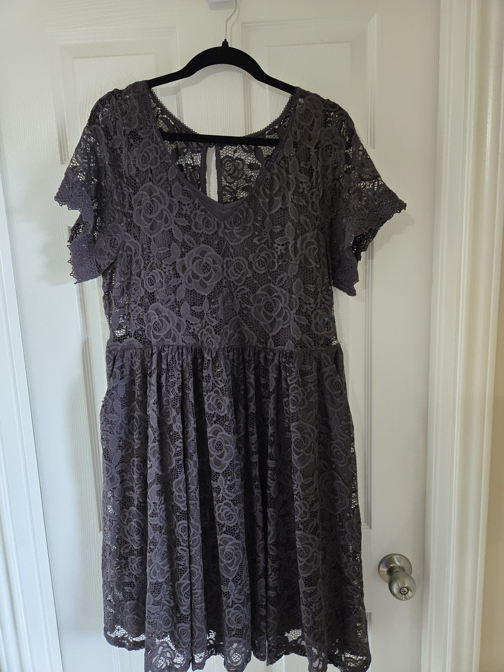torrid Charcoal Gray Lace Fit & Flare Midi Dress